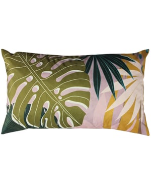 Featuring a bold and abstract design of palm leaves. There is a fully reversible design in pastel pinks and bright green's will instantly freshen up your outdoor space.