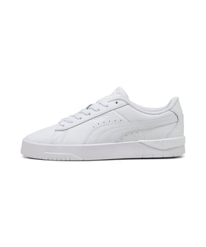 PRODUCT STORY: The tennis-inspired Jada Renew sneakers have been designed with style and comfort in mind. Featuring a sleek synthetic upper, elevated cupsole soke, and a TPU heel piece. Enjoy all-day comfort with SOFTFOAM+ cushioning, making every step a stylish statement. FEATURES & BENEFITS: The upper of the shoes is made with at least 30% recycled materials; SOFTFOAM+: Step-in comfort sockliner designed to provide soft cushioning thanks to its extra thick heel. DETAILS: Regular width; Synthetic material; Lace closure; Rubber outsole; PUMA Formstrip on the lateral sides; PUMA No. 1 Logo on the tongue; 57.62% Leather - cow, 39.32% Synthetic, 3.06% Textile.