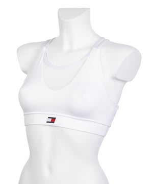 76% poliéster, 24% elastano; Top deportivo/bikini Tommy; Modelo: S10S100443YBR; Mano de obra de alta calidad; Sin aros, sin cierre; Abrazar la figura; Detalles del logo de Tommy Sport