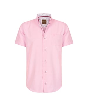 Cappuccino Italia korte mouw overhemd voor heren. Het overhemd is gemaakt van katoen en polyester en heeft een normale pasvorm.  Merk: Cappuccino ItaliaModelnaam: Overhemd Korte MouwCategorie: herenMaterialen: katoen, polyesterKleur: roze, wit