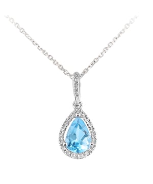 Oro blanco de 9 quilates (375): 1,01 g; # Diamante: 0,08 quilates; # Topacio Azul: 0.79ct