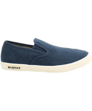 Seavees Baja Standaard Slip-On Blauwe Canvas Dames Plimsolls BAJA SLIP ON STD_AF_MARINE LINEN