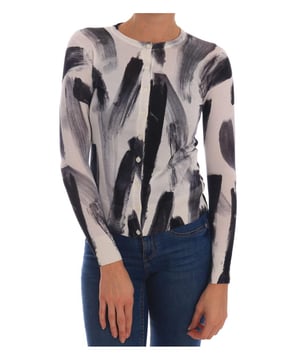 Brand new with tags
  Lightweight silk sweater
  Paint stroke pattern
  Made in Italy
  Full button closure
  Logo details
  High craftsmanship
  Material: 100% Silk