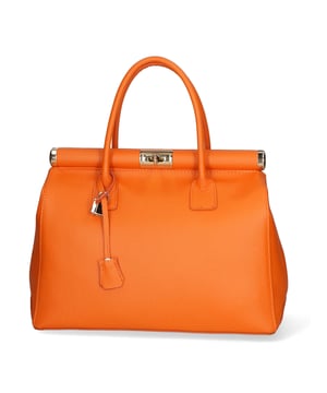 Bolso de mano de mujer de dos compartimentos con bandolera extraíble. Producto artesanal italiano en piel genuina dólar. Hecho en Italia