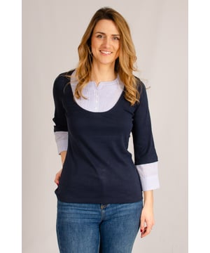 Jersey Scoop Neck Tunic Top with Cotton Mock Shirt - Grandad Collar and Pintucks,

Cotton Viscose
Soft Stretch Jersey
Sizing is As Expected,
Length 24" Shoulder to Hem
Last season clearance originally made for Edinburgh Woollen Mills