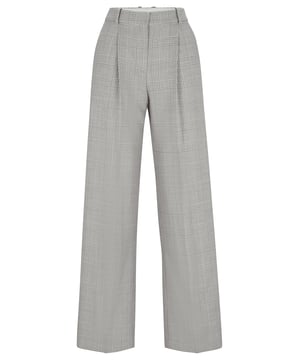 Broek met plooien aan de voorkant van BOSS. Deze rechte broek heeft een Glen-ruitpatroon en is gemaakt van zachte scheerwol. Dit product is gemaakt van wol uit verantwoorde bronnen. Verantwoorde wol betekent voor ons muildiervrij en voldoet aan de normen van de Five Freedoms van dierenwelzijn.- Rechte pasvorm.- Haak- en ritssluiting.- Rechte pijp.- Zakken onder voor: Franse zak.- Zakken onder achter: Gevoelde zak. Materiaal: 100% scheerwol. Ref: 50525277976.