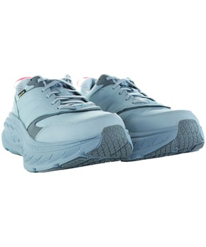 The Hoka Bondi L Gore-Tex Men's Blue Trainers are a high-quality and versatile footwear option designed for outdoor activities and athletic pursuits. Here are some key features and details about these trainers:

 Gore-Tex Technology:  These trainers are equipped with Gore-Tex technology, known for its waterproof and breathable properties. This technology helps keep your feet dry and comfortable in wet conditions.

 Maximal Cushioning:  Hoka is renowned for its maximal cushioning, and the Bondi L trainers are no exception. They offer excellent shock absorption and support, making them suitable for long-distance running, walking, or other high-impact activities.

 Lightweight Construction:  Despite the generous cushioning, these trainers are designed to be lightweight, allowing for a more efficient and comfortable stride.

 Durable Outsole:  The outsole of these trainers is typically made from durable rubber, providing dependable traction on various surfaces.

 Versatile Use:  The Bondi L trainers are versatile and suitable for a wide range of activities, including running, hiking, walking, and everyday wear.

 Breathable Upper:  The upper of the trainers is often designed to be breathable, ensuring proper ventilation and comfort during physical activities.

 Secure Fit:  Hoka trainers, including the Bondi L, are known for their secure and comfortable fit, reducing the risk of discomfort or blisters during extended wear.

 Blue Color:  The blue color of these trainers adds a stylish and sporty touch while remaining versatile enough to complement different outfits and styles.

 Hoka Branding:  You can expect to find Hoka branding on these trainers, signifying their quality and performance.

 Available in Various Sizes:  Hoka typically offers a range of sizes to cater to individuals with different foot sizes.

The Hoka Bondi L Gore-Tex Men's Blue Trainers are an excellent choice for those seeking waterproof and cushioned footwear for outdoor adventures or individuals who prioritize comfort and support for everyday activities.