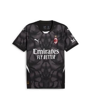 PRODUCT STORY: Guard your net like the Rossoneri in this official AC Milan goalkeeper jersey. Designed for peak performance, it features dryCELL technology to wick sweat and keep you comfortable and focused as you make those match-winning saves. FEATURES & BENEFITS: dryCELL: Performance technology designed to wick moisture from the body and keepyou free of sweat during exercise; As part of the RE:FIBRE program, this garment is made of at least 95% recycled material from textile waste and other used materials. DETAILS: Regular fit; 170 gsm, Jacquard; Crew neck; Short sleeves; Official team branding.  Our model is 181 cm tall and is wearing size M UK.