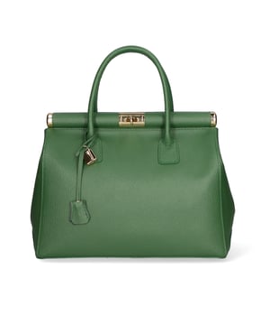 Bolso de mano de mujer de dos compartimentos con bandolera extraíble. Producto artesanal italiano en piel genuina dólar. Hecho en Italia