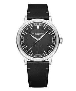 Dit Raymond Weil Millesime Analoge Horloge voor Mannen is het perfecte tijdsstuk om te dragen of om cadeau te doen. De zilveren ronde kast van 39,5 mm, gecombineerd met de comfortabele zwarte leren horlogeband, zorgt ervoor dat je van dit verbluffende horloge kunt genieten zonder enige concessies. Aangedreven door een hoogwaardige automatische beweging en waterbestendig tot 5 bar, blijft je horloge tikken. Voor deze inaugurele millesime-collectie eren RAYMOND WEIL de rijke erfgoed en tradities van de horologie, terwijl ze de eenvoud van verfijnd design vieren. Dit analoge horloge heeft een functie: een Zwitserse beweging, fluorescerende wijzers, fluorescerende cijfers, een hoogwaardige zwarte leren band van 21 cm lang en 19 mm breed met een gesp. Kastdiameter: 39,5 mm, kastdikte: 9 mm, kastkleur: zilver en wijzerplaatkleur: grijs.