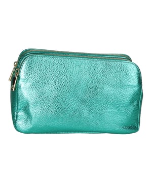Bolso de mano de dos compartimentos para mujer. Equipado con una correa de hombro extraíble. Producto artesanal italiano en genuina piel dolar laminada. Hecho en Italia.