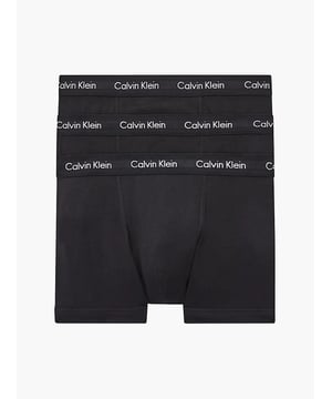 CR7 Men's 3-Pack Organic Cotton Blend Trunks, Black, Colored Waistband,  Medium