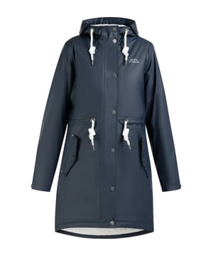 Ganz gleich, ob nass oder kalt, mit dem urban rain Regenparka von ICEBOUND können Sie den ungemütlichen Herbst- und Wintermonaten gelassen entgegen sehen. Der trendige Friesennerz überzeugt mit warmer Wattierung, während das beschichtete Obermaterial, samt versiegelter Nähte, alle Nässe auf Abstand hält. Für einen besonders angenehmen Tragekomfort sorgt zudem ein weiches Jersey-Innenfutter in Melange-Tönen sowie der praktische 2-Wege-Reißverschluss, der mit einer Druckknopfleiste verdeckt ist, und so für weiteren Schutz sorgt. Ebenso gut durchdacht sind die seitlichen Eingrifftaschen, die dank Reißverschluss und schräger Patten für Trockenheit sorgen. In puncto Optik überzeugt der Mantel durch seine praktische Länge mit abgerundetem Rückenteil sowie durch die Taillenkordel, mit der der Mantel mittig enger gezogen werden. Abgerundet wird das Modell durch die Kapuze, die durch die Kordel und die Logo-Ösen optisch, wie funktional verstärkt wird.  Regenmantel mit Wattierung