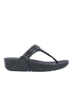 Womens Fit Flop Lulu Lasercrystal Leather Toe-Post Sandals in black.- Leather upper.- Slip on fastening.- Padded strap.- Microwobbleboard Standard Technology.- Slip-Resistant Rubber outsole.- Ref: EU3090