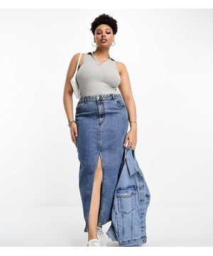 Jeans by ASOS Curve Lower-half looks High rise Belt loops Five pockets Front split Regular fitSold By: Asos