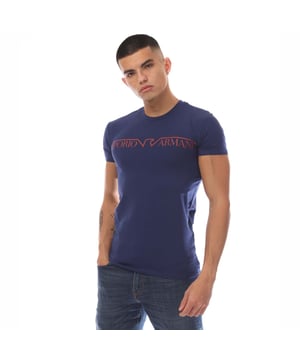 Mens Emporio Armani Crewneck T-Shirt in blue.- Crew neckline.- Short sleeves.- Branding on chest.- Slim fit.- 95% Cotton  5% Elastane.- Ref: 11103551631334