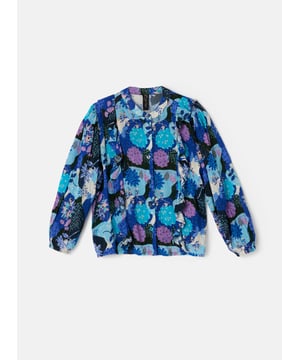 Co-ordinate your style with our scrumptious set. Delicate printed crinkle georgette our pretty blouse looks fabulous paired with her matching skirt but looks equally stunning with denim. About me: 99% Viscose 1% mettalised Fibre Look After Me: Think Planet. Wash At 30C.