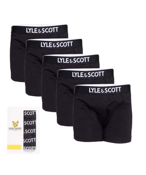Boys Lyle And Scott Gacy 5 Pack Trunks in Black.- Branded elasticated waistband.- Stretch.- 95% Cotton, 5% Elastane. Ref: GACYLSB123.