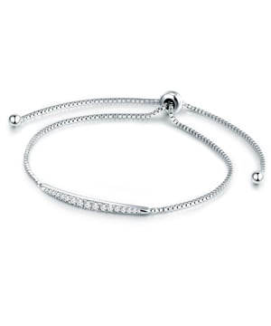Do you like minimalist-modern jewelry designs with a touch of glamor? Then in no time you will fall in love with this bridal jewelry bracelet of the 1934 label! A composition of different sizes of zirconia crystals sparkles on a delicate box chain made of 925 sterling silver, which capture the light in the countless facets of the precise brilliant cut. A high-quality rhodium finishing protects the polished surface from starting. Practical: With the help of the train closure, the length of the bracelet can be easily and continuously adapted to the wrist.