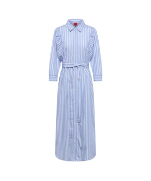 Womens HUGO Kyrilla Dress in open blue - white.- Regular fit shirt dress with long sleeves- Point collar - Button closure on the front - Belt around the waist - 3 quarter sleeves with button cuffs- Side slits- 100% Cotton- Ref: 50467569-420