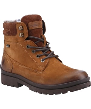 Obermaterial: Leder, Wildleder. Futter: Kunstpelz, Fleece, Weich. Einlegesohle: Gepolstert, Memory Foam. Laufsohle: Flexibel, Gummi. Sohleneigenschaften: Strapazierfähig. Verschluss: Schnürung. Material Technologie: Wasserabweisende, wasserdichte Membrane. Atmungsaktiver, gepolsterter Wildlederkragen. Blockabsatz. Absatzhöhe: 1,5 cm. Schnitt: Mittlerer Schnitt. Design: Schlicht. Zehenform: Rund.