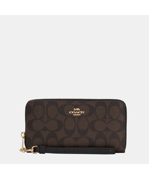 LONG ZIP AROUND WALLET IN SIGNATURE CANVAS Length 19.0cm,  Width 2.5cm, Height 10.0cm
