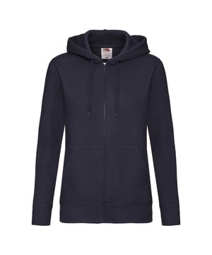 Materiaal: 70% katoen, 30% polyester. Stof: Single Jersey. Ontwerp: Eenvoudig. 280gsm. Kapkenmerken: Dubbellaags, Trekkoord, Gegroeid op de kap. Hem: Ribben. Nekband achter, uitgesneden label, loshangende schouder, gevormde zijnaden. Mouwtype: Extra lang. Halslijn: Kapitein. Manchet: Ribbel. Pasvorm: Damespasvorm. Zakken: 2 Voorzakken. Bevestiging: Volledige ritssluiting. Duurzaamheid: Amfori, Better Cotton Initiative, BSCI, Fair Labor Association, Oeko-Tex Standard 100 Gecertificeerd, WRAP Gecertificeerd.