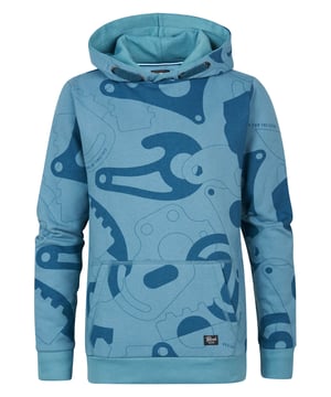 Comfortabele hoodie met all-over print. Deze hoodie heeft een capuchon met verborgen rijgkoorden en een buidelzak.Comfortabele hoodieAll-over printCapuchon met rijgkoordBuidelzak60% katoen, 40% polyesterHet model is 149cm lang en draagt maat 152
