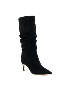 Crafted from the finest material, our pull-on Slouch boots rise at the calf and are set on a flattering stiletto heel. Culminating with trend-led ruching, this point-toed silhouette takes a perennial favourite and updates the aesthetic for the season.