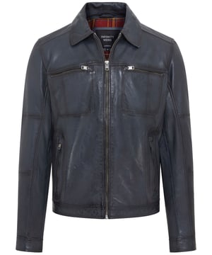 This Harrington biker jacket is a timeless classic, crafted from premium lamb leather with a vintage rub-off finish for a distinctive, worn-in look. Designed with functionality and style in mind, it features four outer zipped pockets and two internal pockets for practicality, along with a soft cotton lining for added comfort. The jacket’s sleek design, durable construction, and retro vibe make it an ideal choice for both casual outings and biker enthusiasts.

Premium lamb leather with a unique vintage rub-off finish.
Soft cotton lining for maximum comfort.
Four outer zipped pockets and two internal pockets for ample storage.
Classic Harrington collar for timeless style.
Durable front zip closure for easy wear.
Perfect for casual wear or adding a retro touch to your wardrobe.