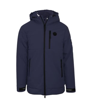 Plein Sport Padded Small Circular Logo Branded Navy Blue Jacket. Stay warm and stylish with the Plein Sport Padded Circle Logo Navy Blue Jacket! Crafted with comfort in mind, this sleek Navy Blue jacket features padded lining and the signature Plein Sport circle logo. Enjoy superior warmth paired with timeless elegance!. Zip Closure Front Pockets, Patch On Chest, Central Zip Closure. Hooded Coat, Filling: 100% Polyester, Lining : 100% Polyester. Padded Jacket, Zip Closure. Style: UPPS09E 85
