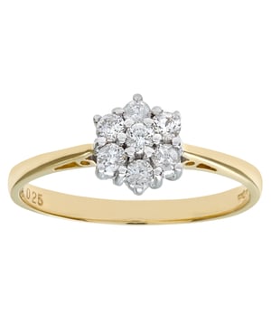 9K (375) witgoud: 1,04 gram; # Diamant: 0,25 ct