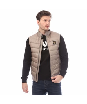 Mens Belstaff Down Filled Nylon Circuit Gilet in grey.- Adjustable throat latch with knurled buckle.- Exposed centre zip closure.- Multi-stitched side pockets with snap-button closure.- Channel quilted gilet.- High-density  water-repellent nylon fabric.- Lightweight and compressible.- 100% Polyamide.- Ref: 105297CRGRY