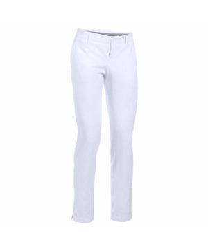 La etiqueta del producto indica la talla US.

Estos pantalones combinan comodidad, funcionalidad y un diseño elegante, por lo que son una parte esencial de su atuendo de golf.

El pantalón de golf Links presenta una silueta entallada y femenina, diseñada para proporcionar un ajuste favorecedor a la vez que facilita el movimiento durante el swing. Están confeccionados con un tejido transpirable de alta calidad que expulsa la humedad, manteniéndole seco y cómodo en el campo.

Estos pantalones de golf están equipados con características prácticas diseñadas específicamente para la experiencia del golf. La construcción elástica en cuatro direcciones garantiza un movimiento sin restricciones, lo que le permite realizar el swing con confianza. Los pantalones también incorporan protección solar UPF 50+, protegiendo tu piel de los dañinos rayos UV durante las largas rondas en días soleados.

El diseño elegante y minimalista de los pantalones Links Golf añade un toque de sofisticación a su conjunto de golf. Las líneas limpias y las opciones de color clásicas los hacen versátiles, lo que permite combinarlos fácilmente con sus tops y accesorios de golf favoritos.

La atención al detalle de Under Armour es evidente en la construcción de estos pantalones. La cintura cuenta con un cierre de botón y cremallera para un ajuste seguro, mientras que los bolsillos proporcionan un práctico almacenamiento para tees, marcadores de bola o pequeños objetos personales.

Tanto si estás compitiendo en el campo como disfrutando de una ronda informal con amigos, los pantalones de golf Under Armour Links para mujer ofrecen la combinación perfecta de estilo, comodidad y rendimiento. Eleve su experiencia de golf con estos pantalones excepcionales que están diseñados para ayudarle a rendir al máximo mientras luce su mejor aspecto.