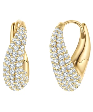 If you like wearing glitter jewelry, you will take these hoop earrings from the Glanzstücken München label to your heart: The models impress with a solid teardrop shape that nestles elegantly around the earlobe. Made from 925 sterling silver and finished with warm, shimmering yellow gold (14 carat), they are a perfect choice for all fans of the classic gold nuance. The highlight is the lavish half-set with sparkling zirconia crystals - precisely faceted and densely set in a pavé style, creating a visually coherent carpet of glitter. Timeless earrings that glamorously enhance every look!