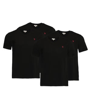 U.S. Polo Assn. 4 PACK V-Ausschnitt - T-Shirt basic, Weiche und bequeme Herren-T-Shirts aus reiner Baumwolle mit V-Ausschnitt und Logo in Rot auf Brusthöhe