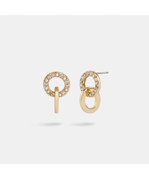 Interlocking Open Circle Pearl Huggie Earrings,  Length: 1.00 cm