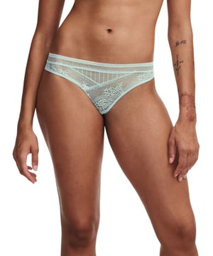 Passionata Maddie Tanga Brief. With transparent striped tulle, opaque knit and floral lace. Product is recommended to be washed on a gentle wash cycle.