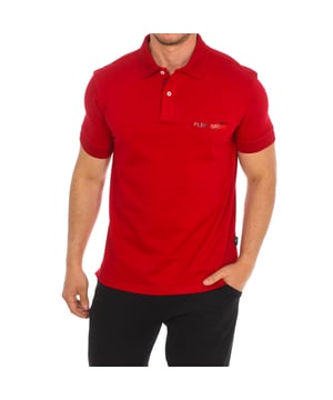 Short sleeve polo Plein Sport.
 Lapel collar.
 Half-height button closure.
 Short sleeves with ribbed finish.
 Brand print on the front side.
 Brand badge on the back.
 Seams seen in tone.
 Composition: 95% Cotton, 5% Elastane
 Care:
Wash at maximum temperature 30º.
 Iron at low temperature.
 Do not use dryer.
 Do not use bleach.
 Do not dry clean.