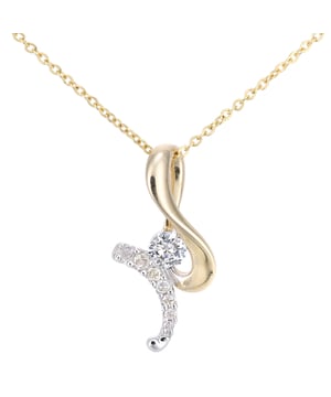 9K (375) Yellow & White Gold: 1.345gr; # Diamond: 0.15ct; # Dimension: 46cm x 1.7cm x 0.6cm