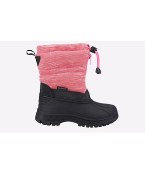 Windproof and weatherproof childrens snow boots with drawstring top and robust chunky rubber galosh non-slip sole. The lightweight and breathable textile upper is padded and fully lined with microfibre fleece keeping feet warm in cold conditions.- Windproof and weatherproof snow boots- Lightweight and breathable textile upper- Padded and fully lined microfibre fleece- Zip closure with drawstring top- A robust chunky rubber galosh non-slip sole