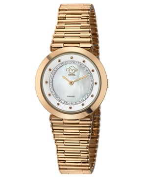 Reloj de mujer Burano de cuarzo suizo con dial de madreperla, pulsera de acero inoxidable y diamantes.