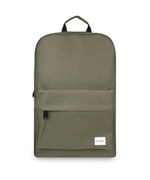 Mens green Spiral classic backpack, manufactured with polyester. Featuring: full zip closure, front section, padded laptop compartment, top grab handle and height 45cm x width 30cm x depth 12cm.