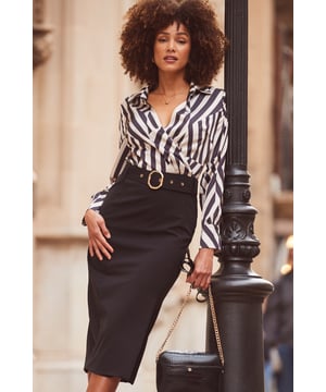 Power dressing
2-in-1 style - we've done the hard work for you
That wrap top is so flattering
Crafted from the silkiest satin fabric
Waist-cinching, hip-hugging pencil skirt
Think courts or strappy heels