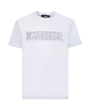 D2 Wit T-shirt met korte mouwen, coole pasvorm, maat valt normaal 100% katoen, gemaakt in Italie Ronde hals, korte mouwen S74GD1161 S23009 100W