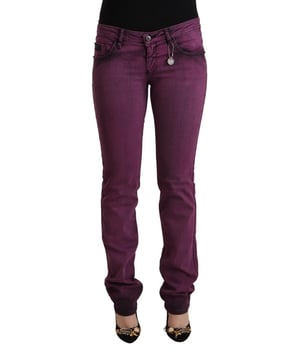 Brand new C&#8217;N&#8217;C COSTUME NATIONAL slim fit denim jeans
  Made with 98% Cotton and 2% Elastane
  Low waist design
  Purple color
  Logo details
  Button and zipper closure
  Authentic and Quality
Material: 98% Cotton 2% Elastane