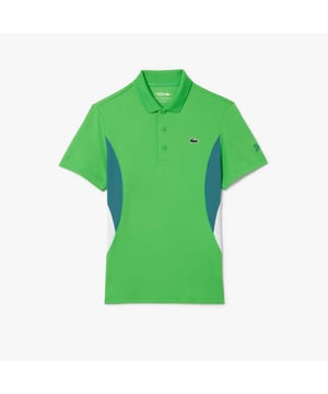 Lacoste Tennis x Novak Djokovic Ultra-Dry Polo Shirt.- Recycled polyester made from manufacturing offcuts.- Regular fit, straight cut.- Contrast sides.- Tested by tennis players.- Silicone crocodile on chest. Material: 100% Polyester. Ref: DH7330IXU.