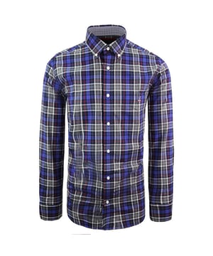 Eden Park Regular Long Sleeve Blue Mens Oxford Cotton Shirt 66CHECHE0040