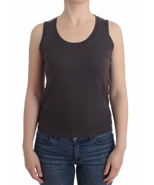 Brand: John Galliano
  Color: Brown
  Material: Cotton blend
  Sleeveless design
  Logo details
  Comes with original tags and store bag