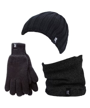 The Heat Holders Men's 3 Part Winter Set is the ultimate in thermal wear. The hat, gloves, and neck warmer are all guarenteed to keep you warm no matter what Mother Nature throws at you. Whether you're out in the cold for an extended period of time or just need something to give you that extra boost of warmth when it's chilly outside, this set will be your new best friend. Plus, unlike other brands that only focus on one aspect of the winter weather (like just keeping your hands warm), Heat Holders' products work together so that you can stay comfortable all day long!